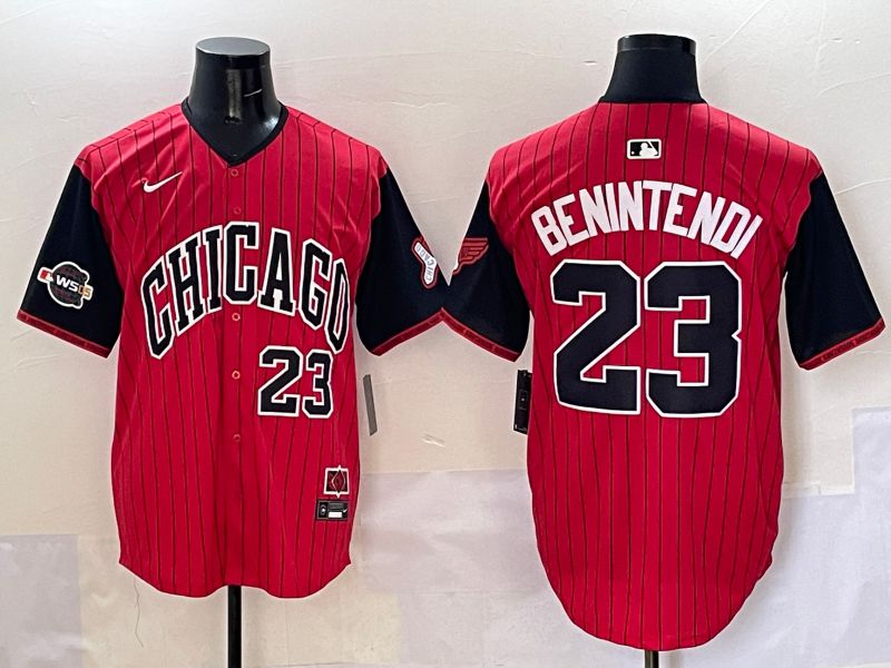 Men Chicago White Sox #23 Benintendi Red Stripe Joint Name Nike 2025 MLB Jersey style 21->chicago white sox->MLB Jersey
